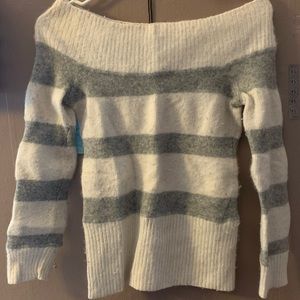 Off the shoulder striped sweater